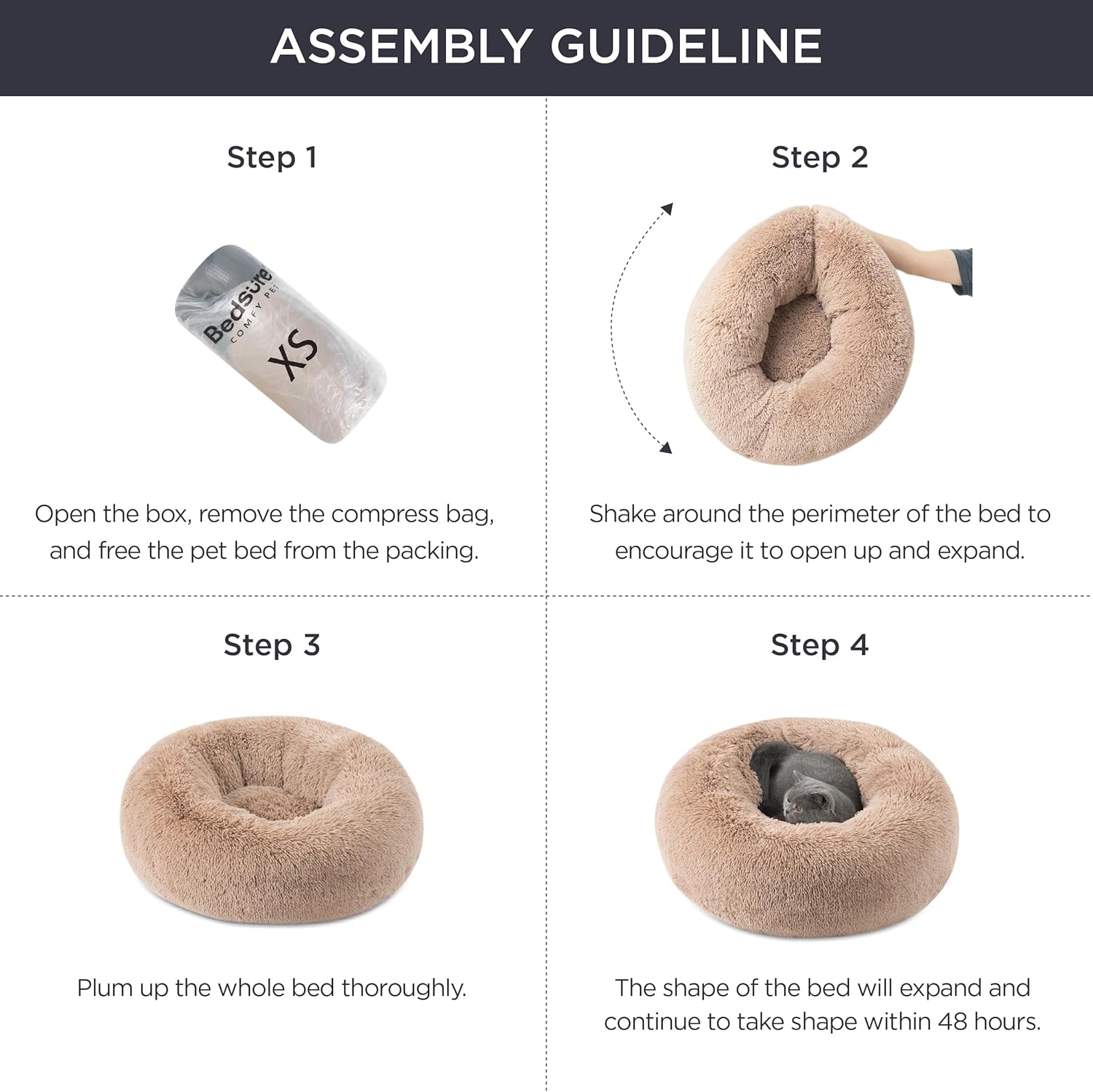 Washable Donut Plush Pet Bed for Medium Dogs