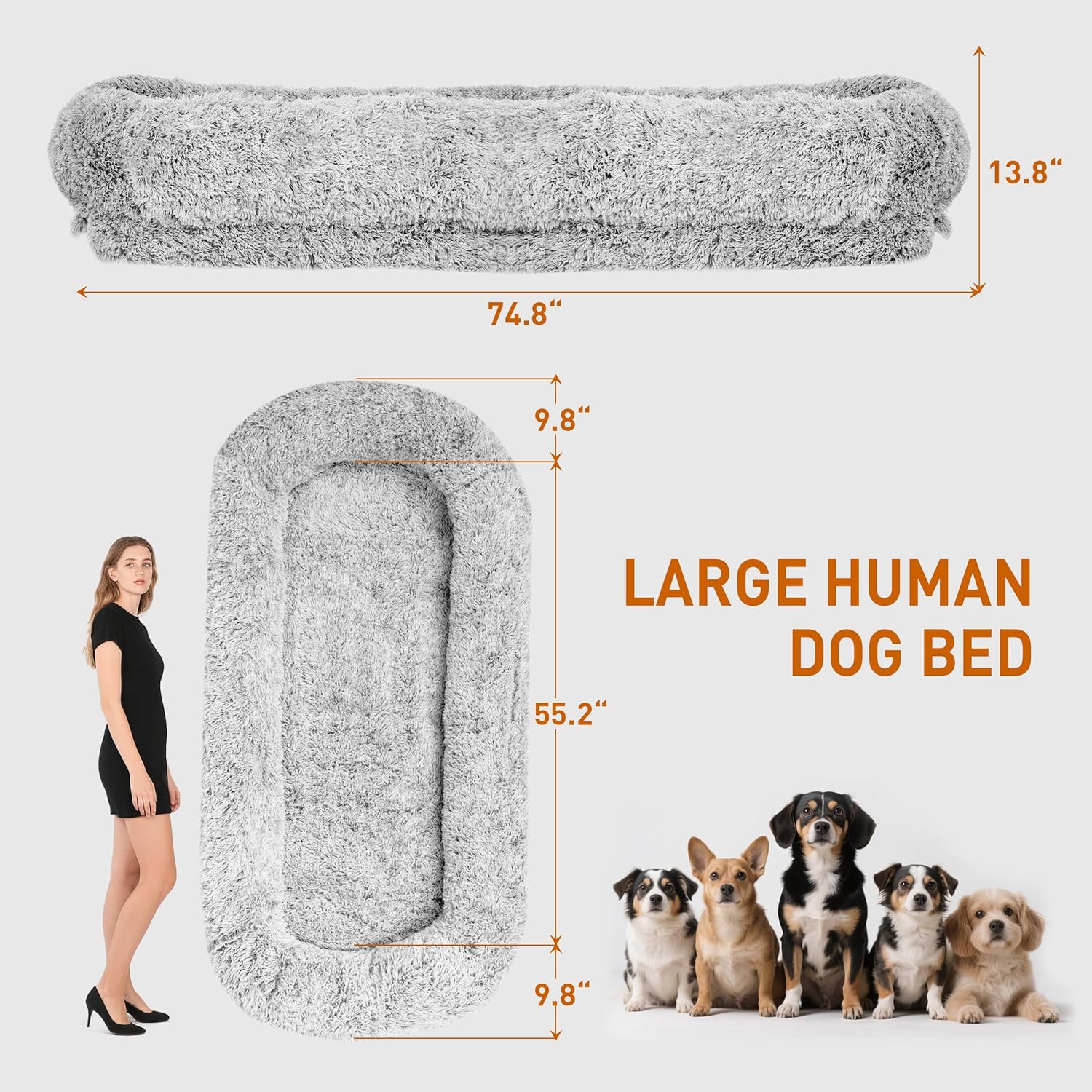Extra Large Washable Dog Couch with Waterproof Removable Cover & Bolster Sides