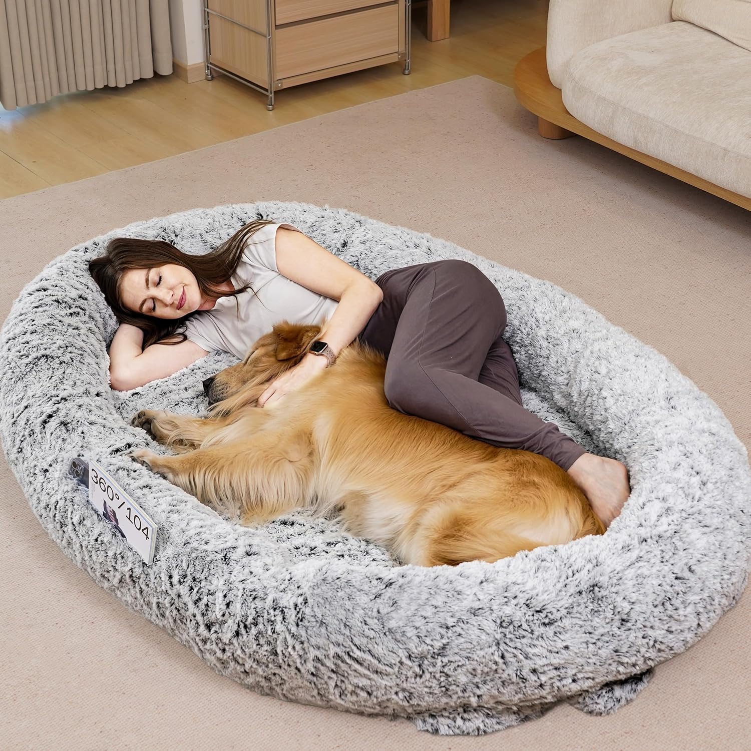 Extra Large Washable Dog Couch with Waterproof Removable Cover & Bolster Sides