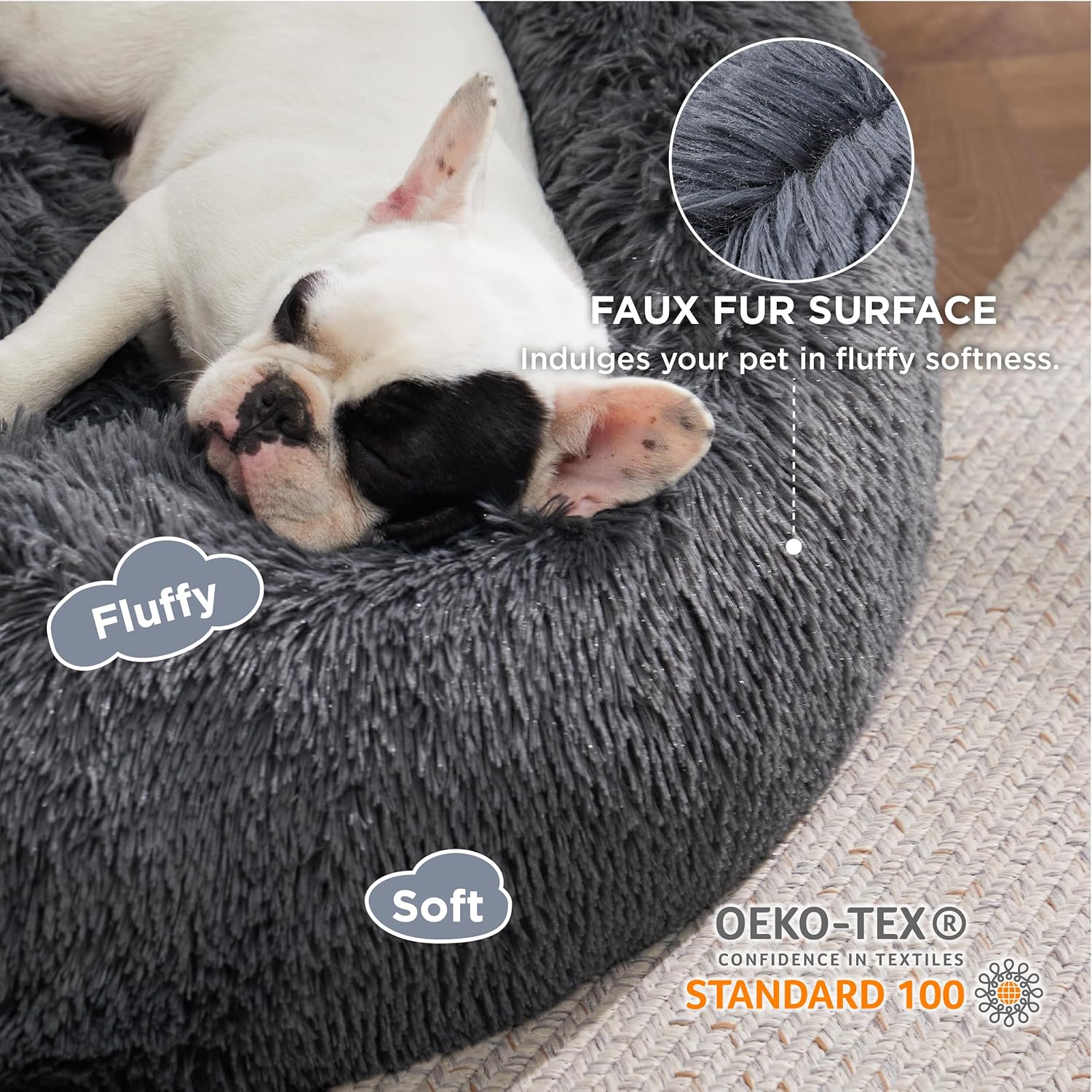 Washable Donut Plush Pet Bed for Medium Dogs