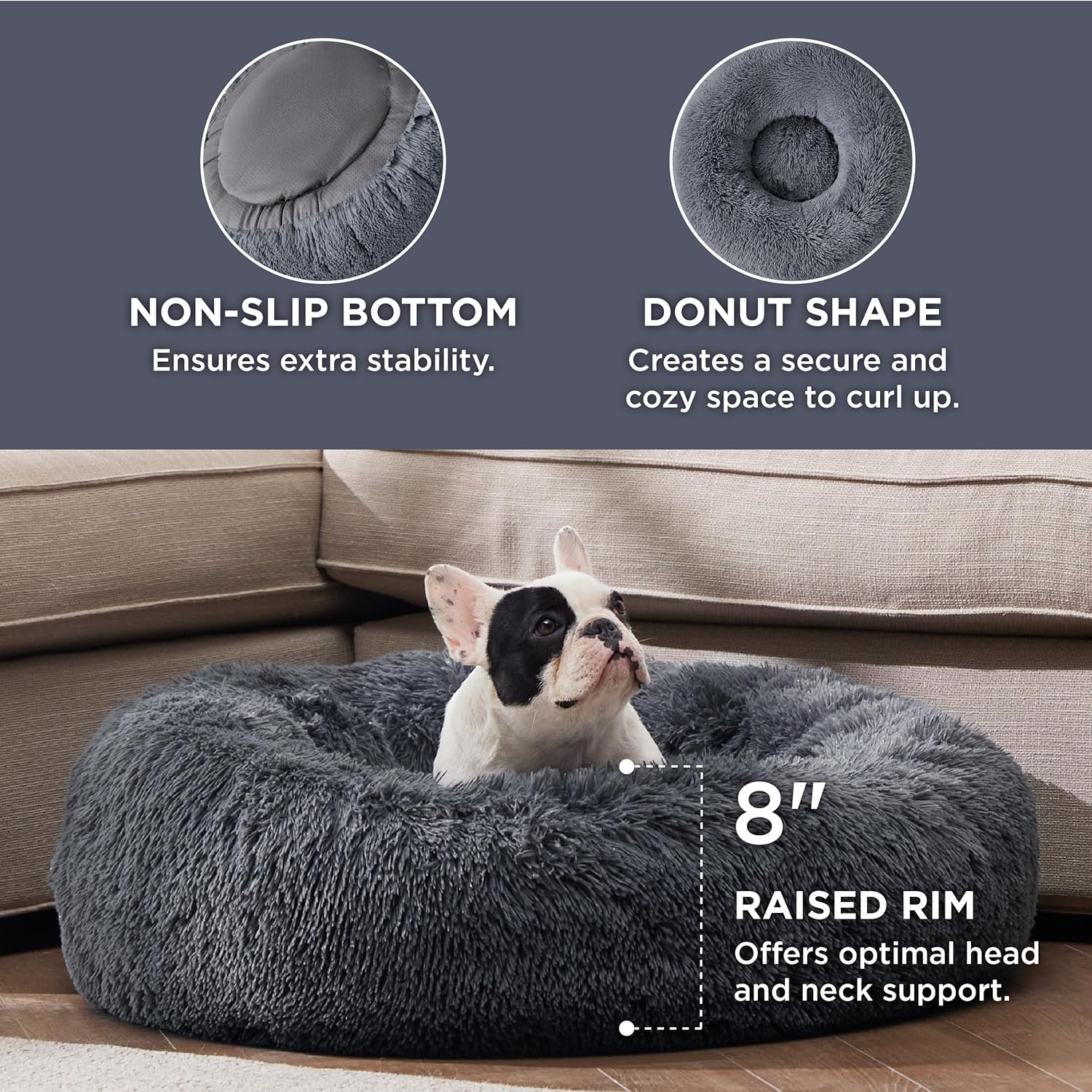 Washable Donut Plush Pet Bed for Medium Dogs